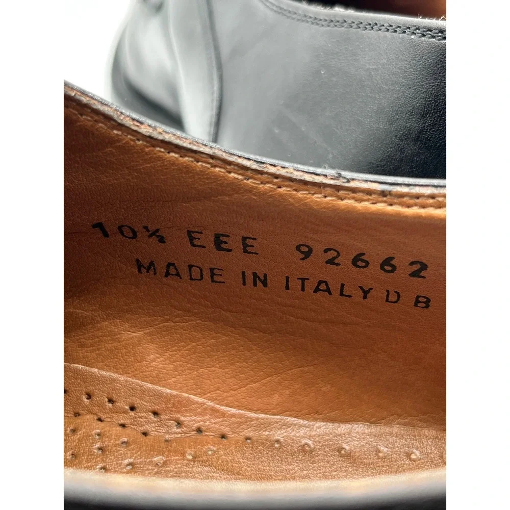 Florsheim Imperial 92662 Men Sz 10.5 EEE Black Leather Moc Toe Derby Shoes Italy